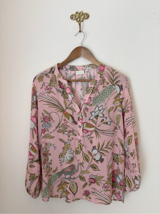 Spartina 449 Tops - Spartina Pink Floral Cora Silk Popover Blouse Large